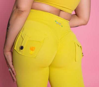 DAISY YELLOW-POCKET SCRUNCH LEGGINGS