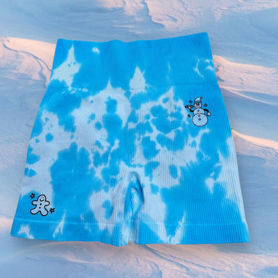 JOLLY TIE DYE BLUE- SCRUNCH SHORTS (SUPER STRETCH)