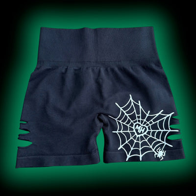 IRON SPIDER BLACK- CUTOUT SCRUNCH SHORTS